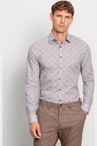 OLYMP No. Six Super Slim Hemd braun, Bedruckt