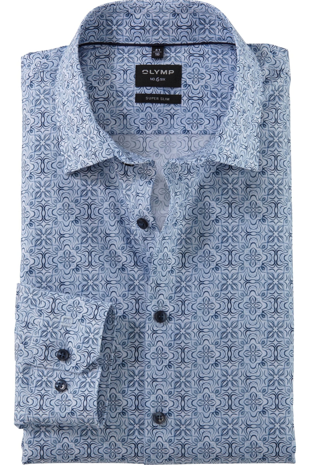 OLYMP No. Six Super Slim Hemd bleu, Bedruckt