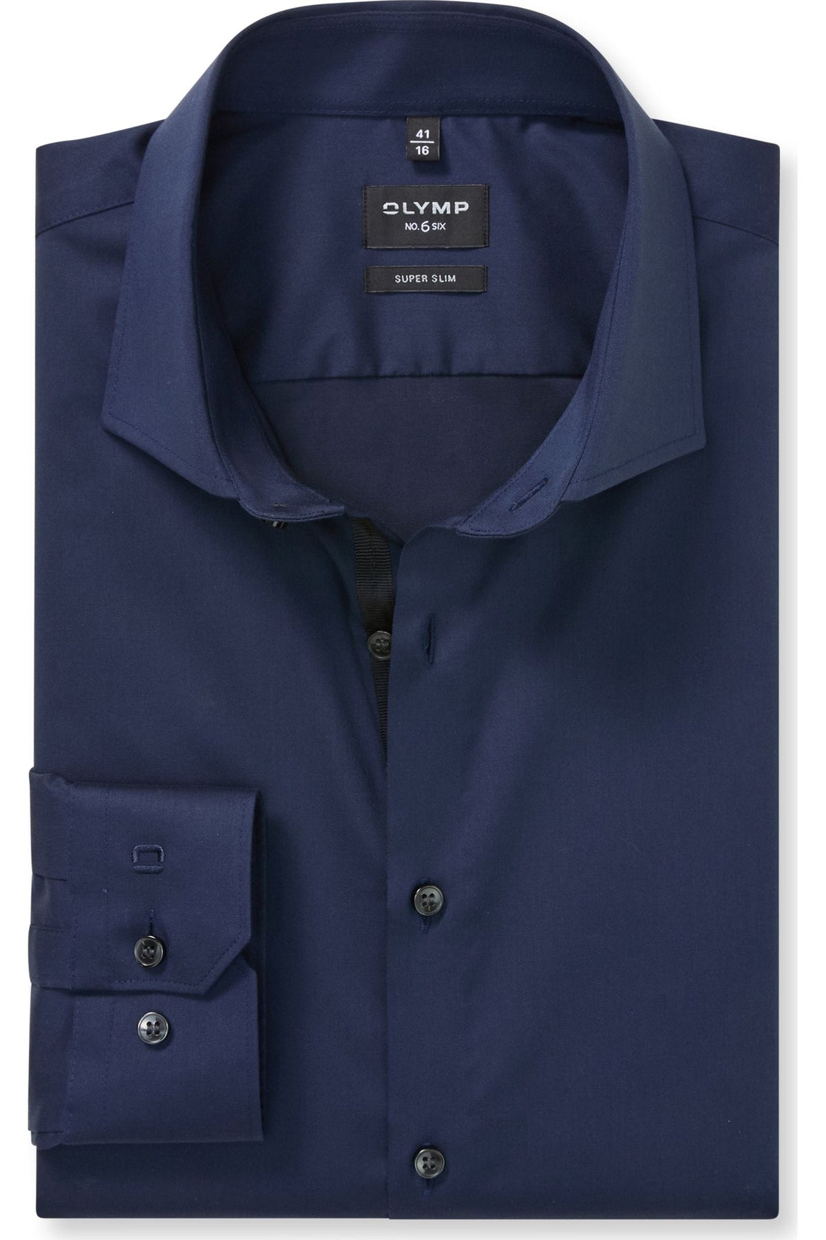 OLYMP No. Six Super Slim Hemd marine, Einfarbig