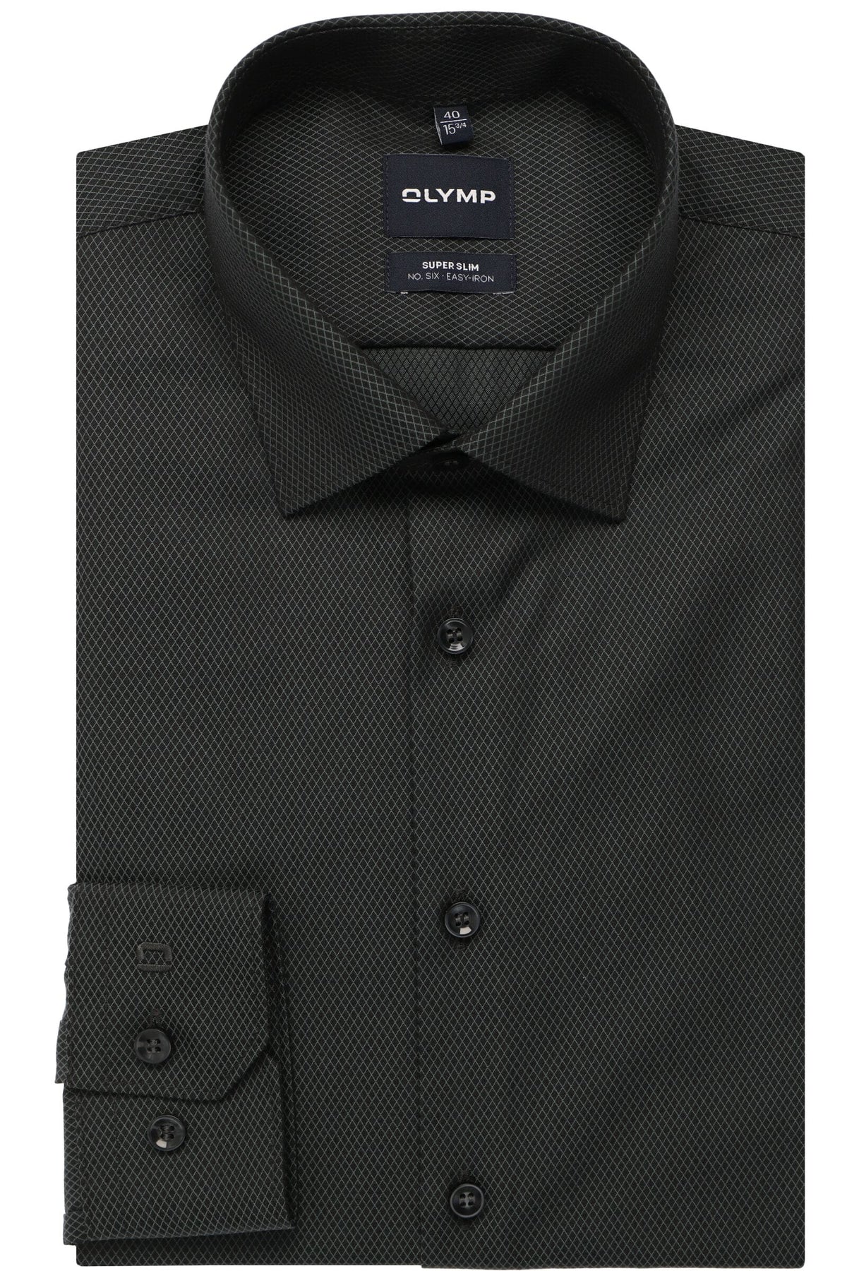 OLYMP No. Six Super Slim Hemd graugrün, Faux-uni