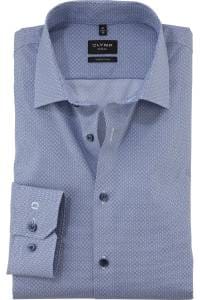 OLYMP No. Six Super Slim Hemd marine, Bedruckt