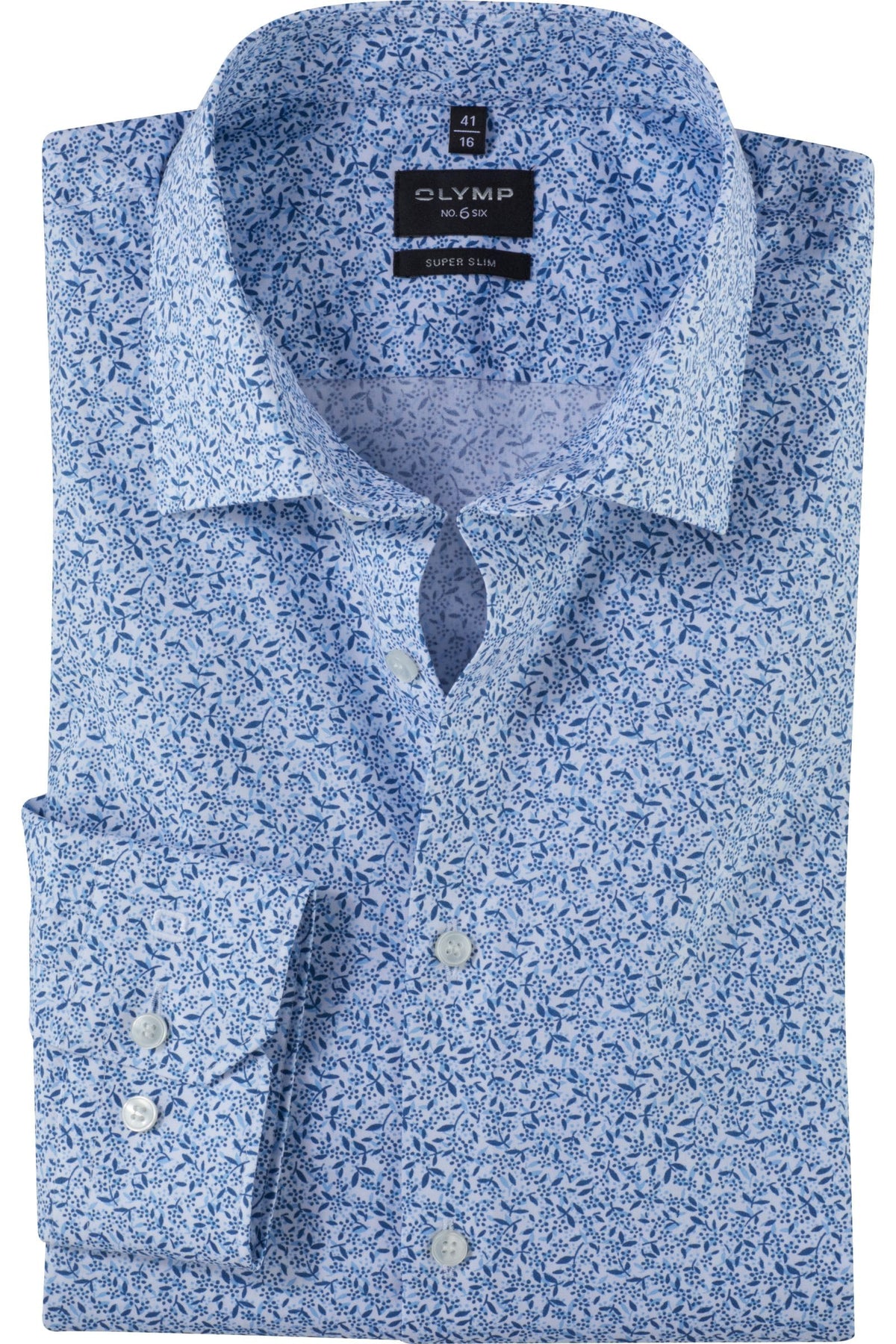 OLYMP No. Six Super Slim Hemd bleu, Bedruckt