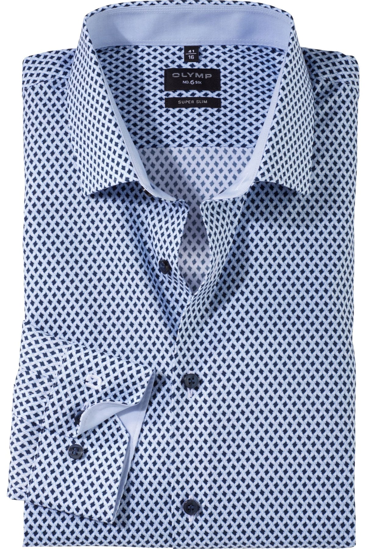 OLYMP No. Six Super Slim Hemd bleu, Bedruckt