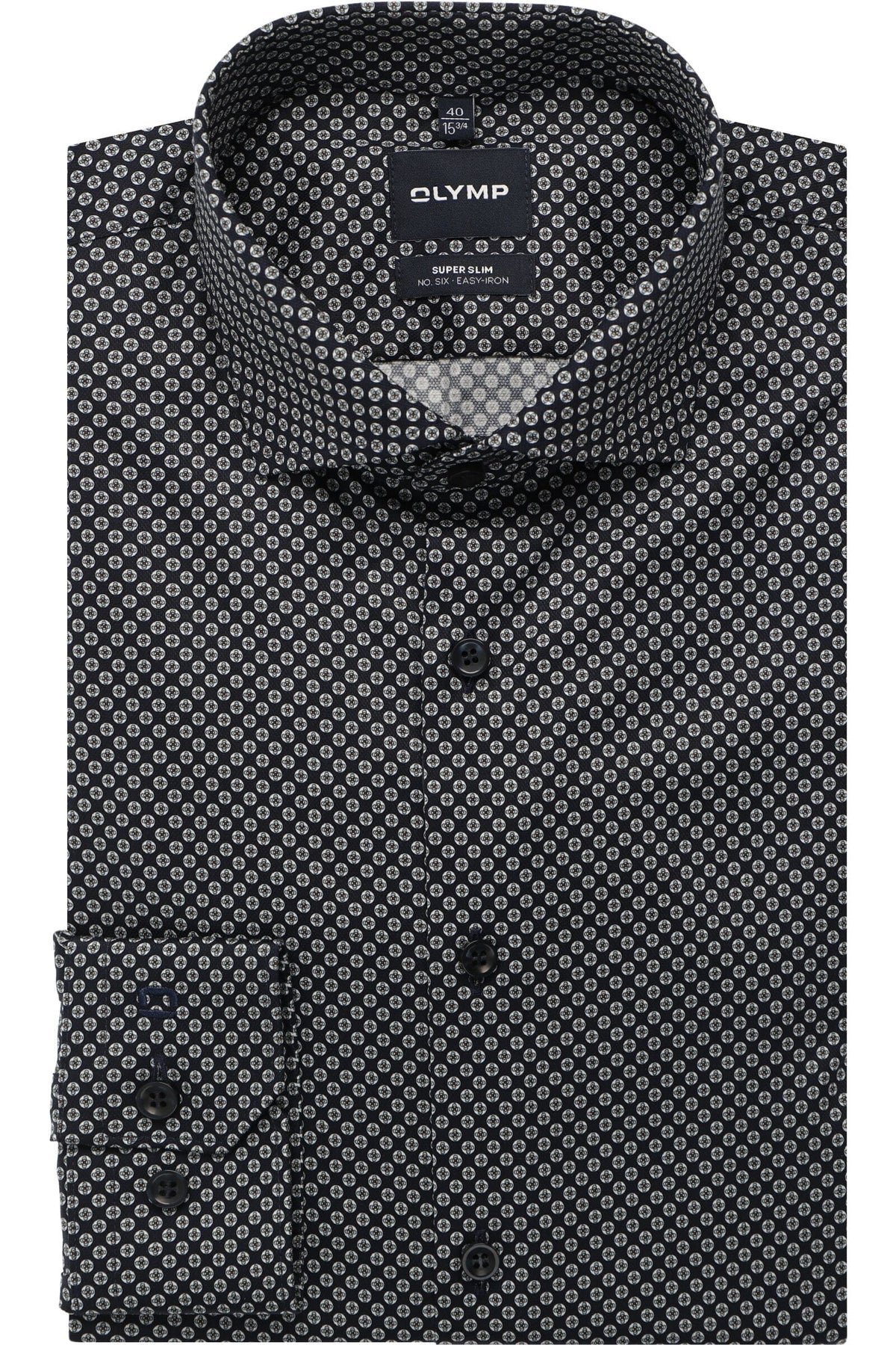 OLYMP No. Six Super Slim Hemd marine, Bedruckt