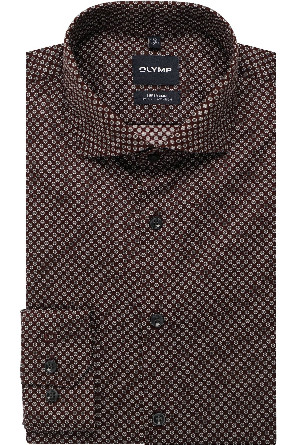 OLYMP No. Six Super Slim Hemd bordeaux, Bedruckt