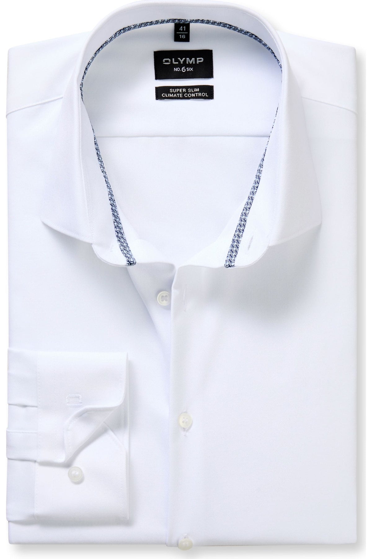 OLYMP No. Six Performance Climate Control Super Slim Hemd weiss, Einfarbig