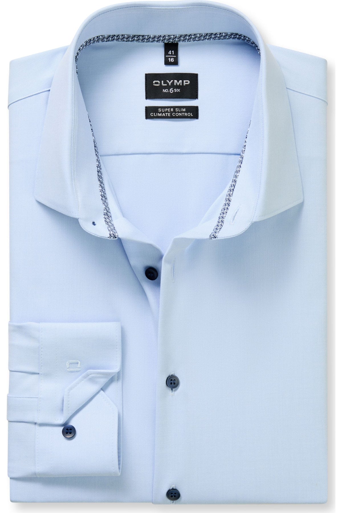 OLYMP No. Six Performance Climate Control Super Slim Hemd bleu, Einfarbig
