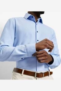 OLYMP No. Six Performance Climate Control Super Slim Hemd bleu, Einfarbig