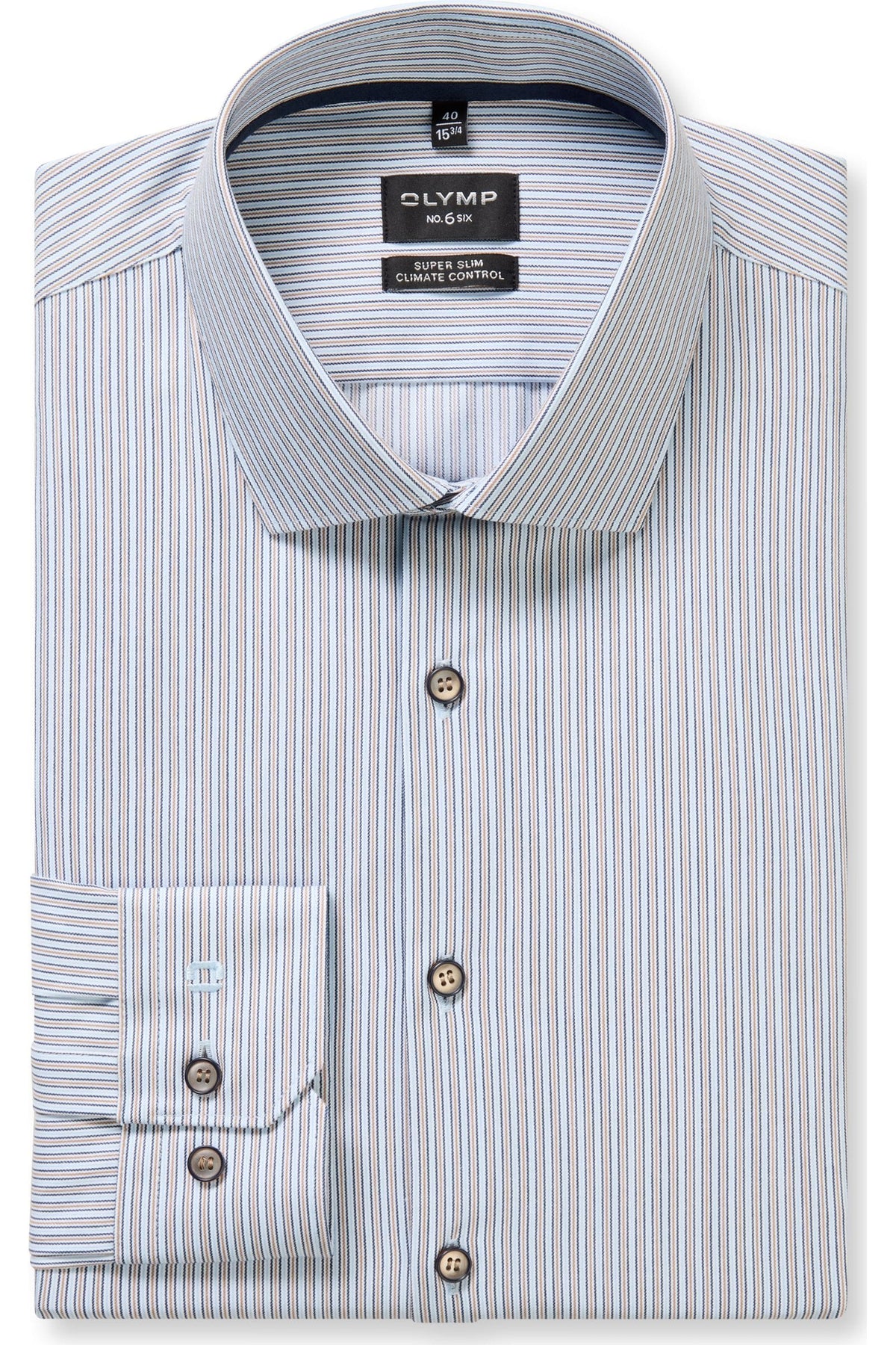 OLYMP No. Six Performance Climate Control Super Slim Hemd blau, Gestreift