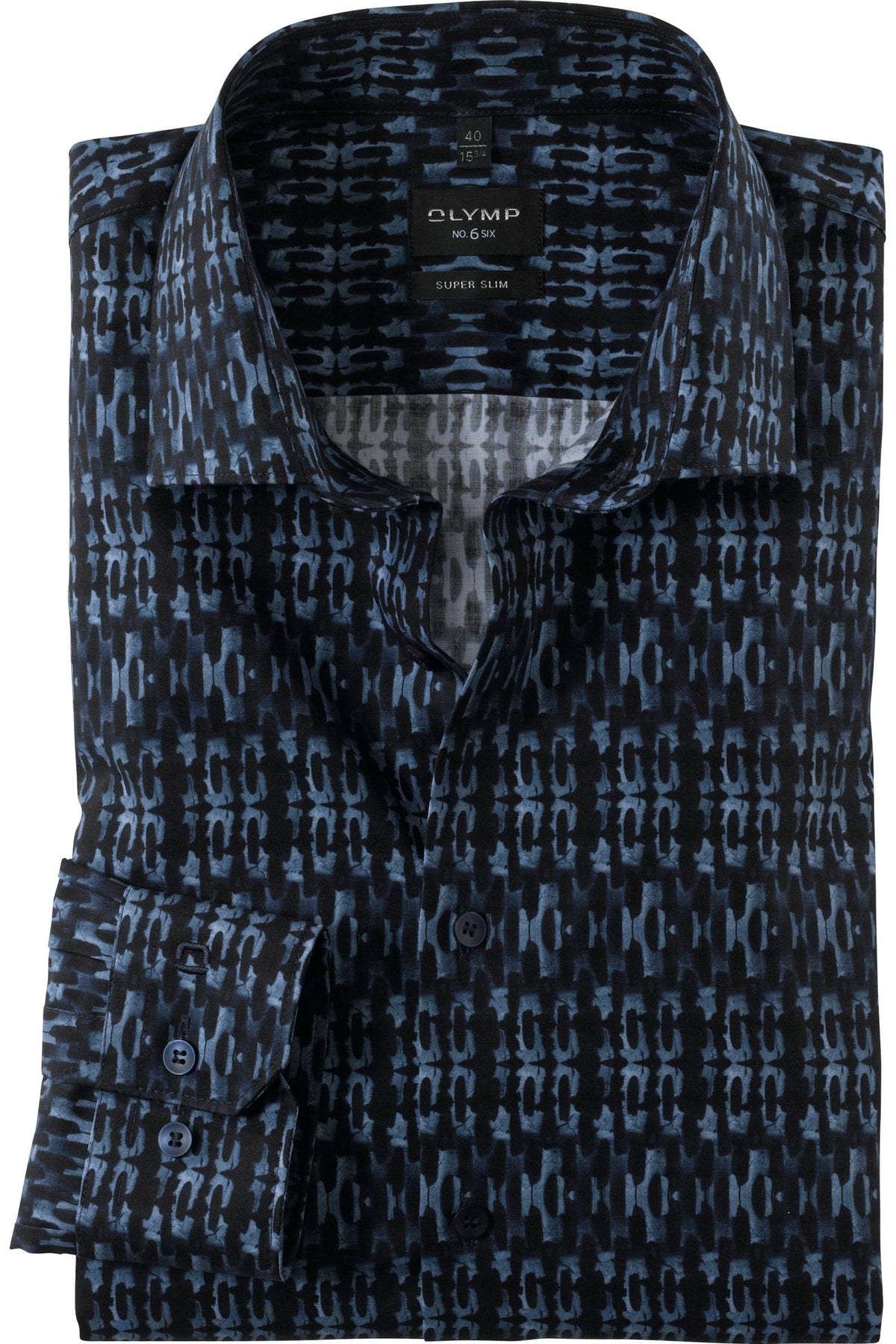 OLYMP No. Six Super Slim Hemd marine, Bedruckt