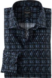 OLYMP No. Six Super Slim Hemd marine, Bedruckt