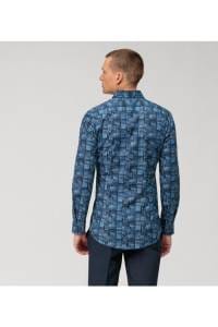 OLYMP No. Six Super Slim Hemd marine, Gemustert