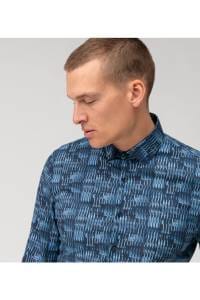 OLYMP No. Six Super Slim Hemd marine, Gemustert