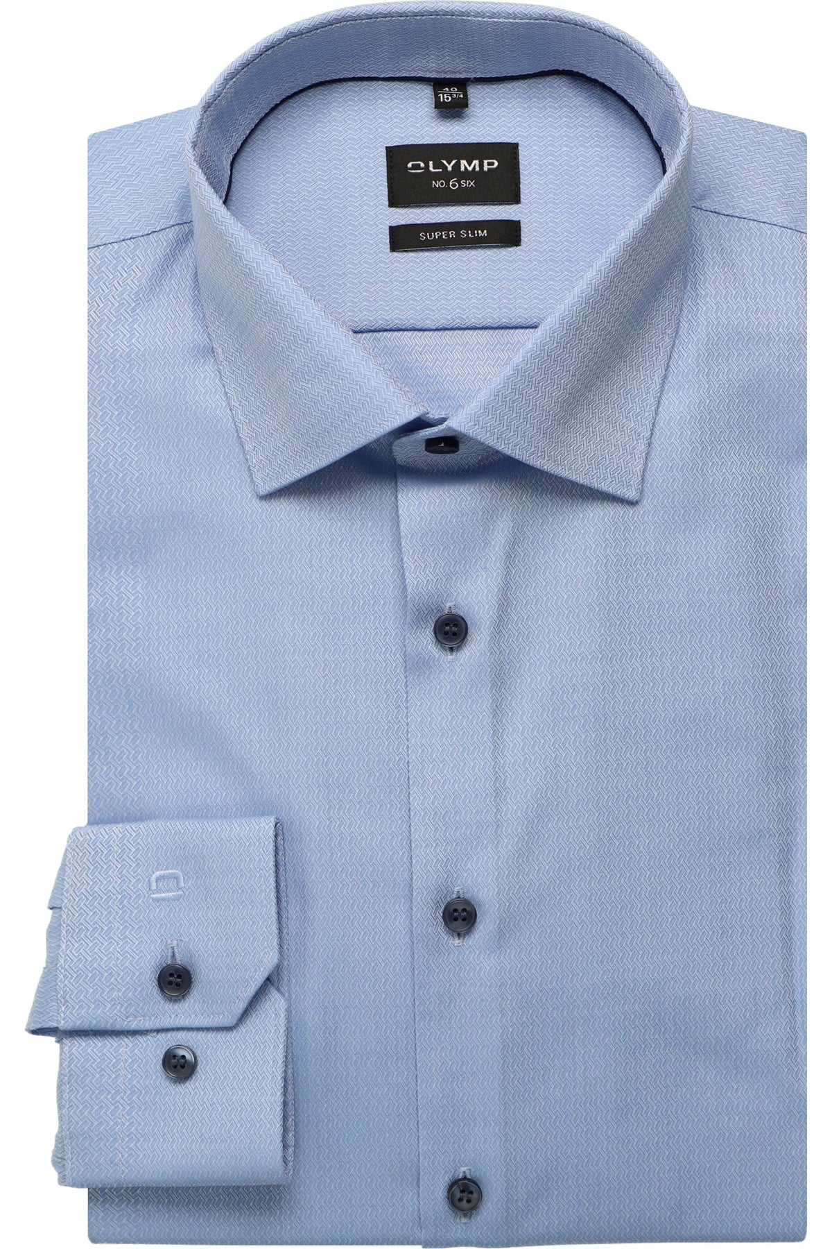 OLYMP No. Six Super Slim Hemd bleu, Faux-uni