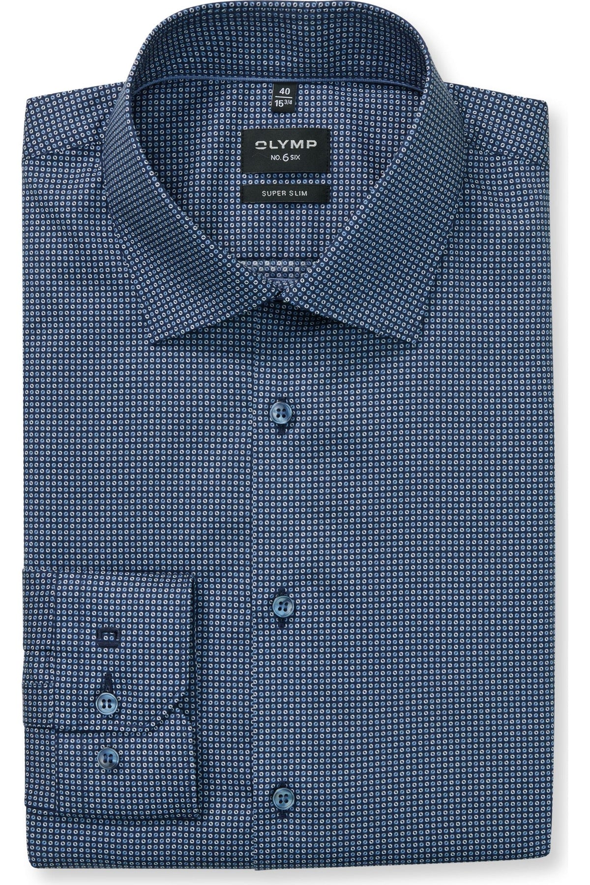 OLYMP No. Six Super Slim Hemd marine, Bedruckt