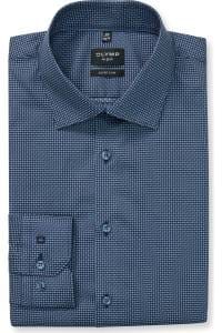 OLYMP No. Six Super Slim Hemd marine, Bedruckt