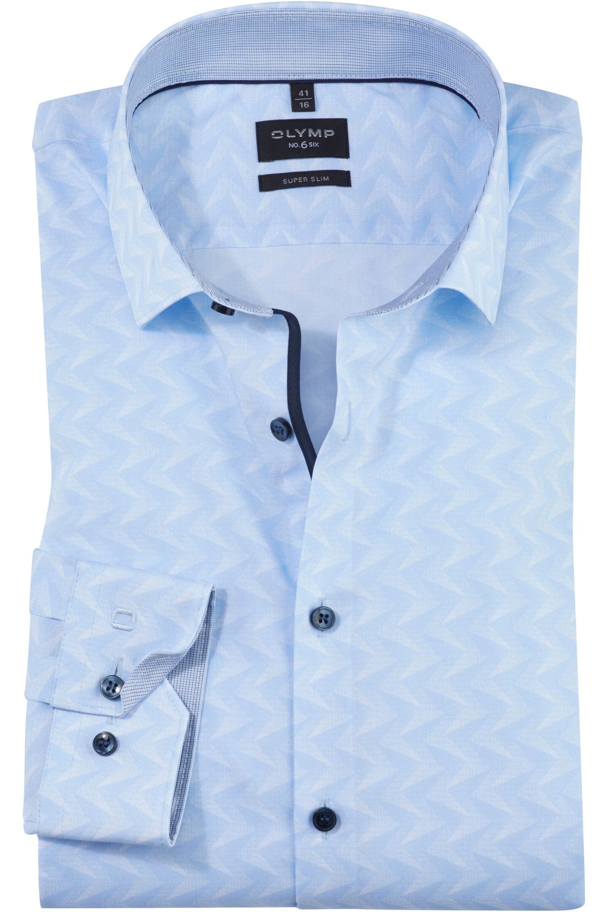 OLYMP No. Six Super Slim Hemd bleu, Gemustert