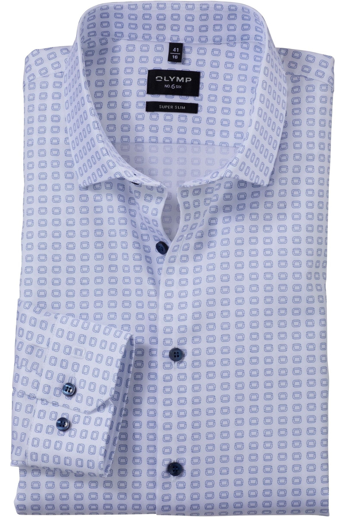 OLYMP No. Six Super Slim Hemd weiss, Bedruckt