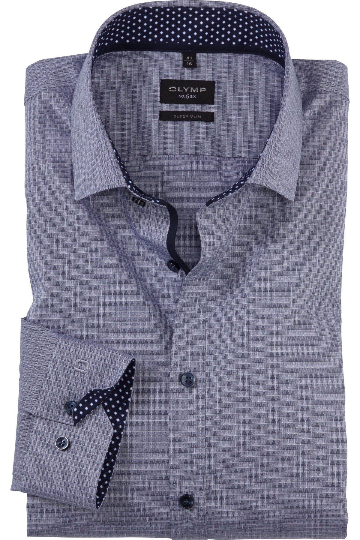 OLYMP No. Six Super Slim Hemd marine, Faux-uni