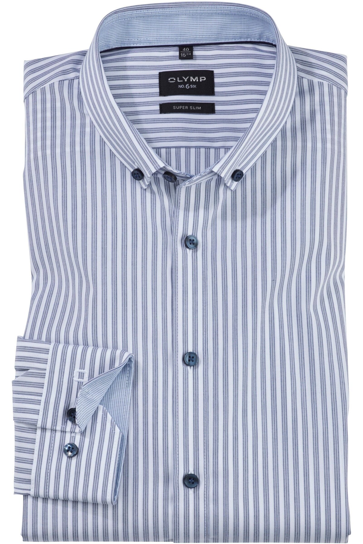 OLYMP No. Six Super Slim Hemd marine, Gestreift