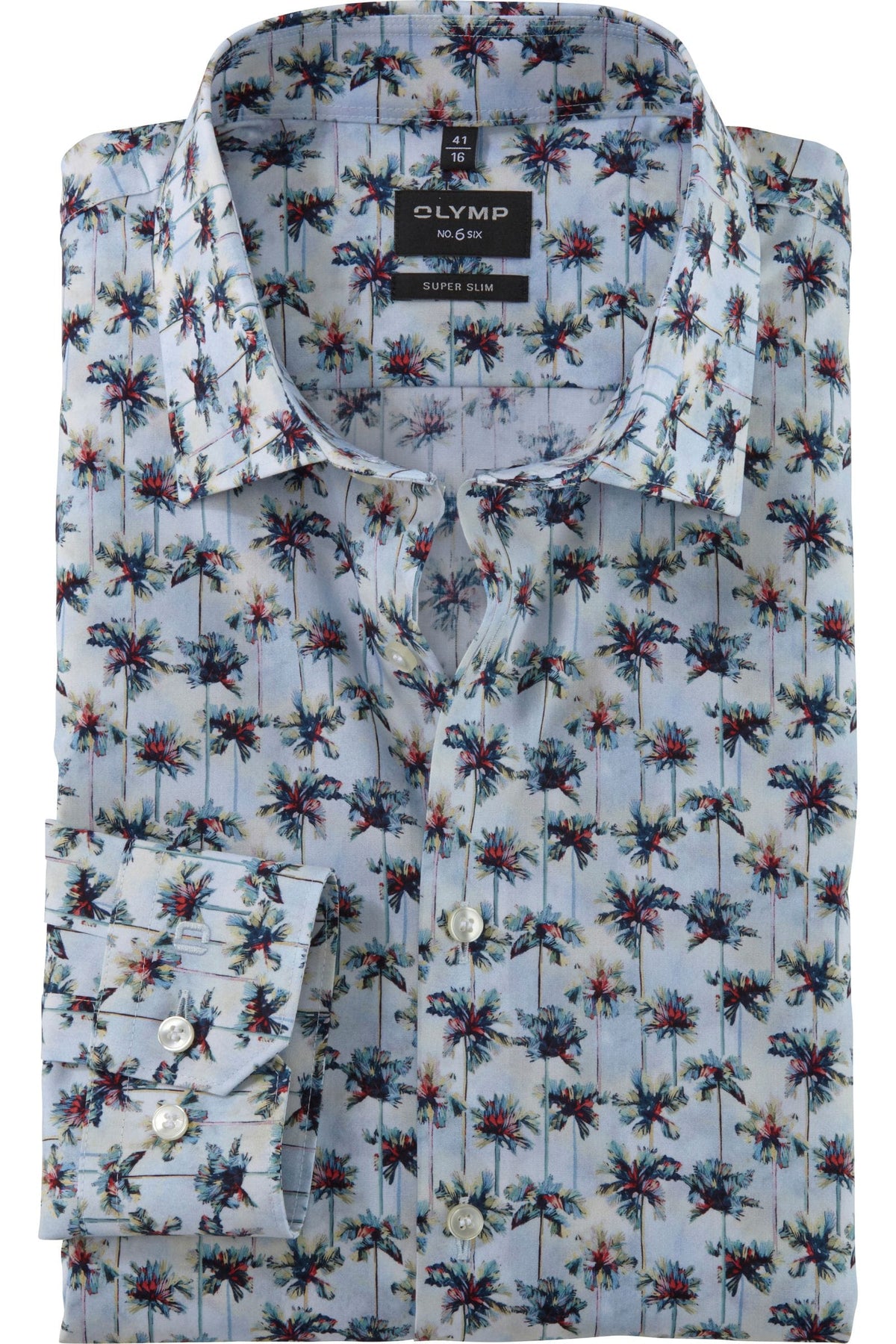 OLYMP No. Six Super Slim Hemd bleu, Bedruckt