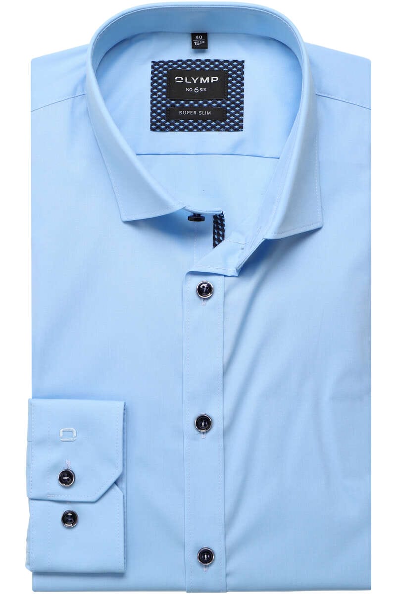 OLYMP No. Six Super Slim Hemd hellblau, Einfarbig