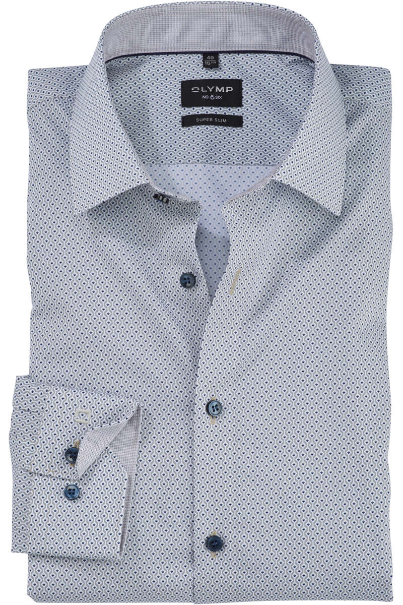 OLYMP No. Six Super Slim Hemd blau/braun, Gemustert