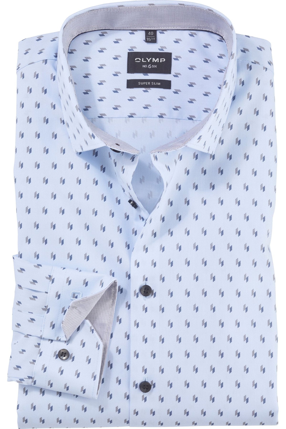 OLYMP No. Six Super Slim Hemd taupe, Bedruckt