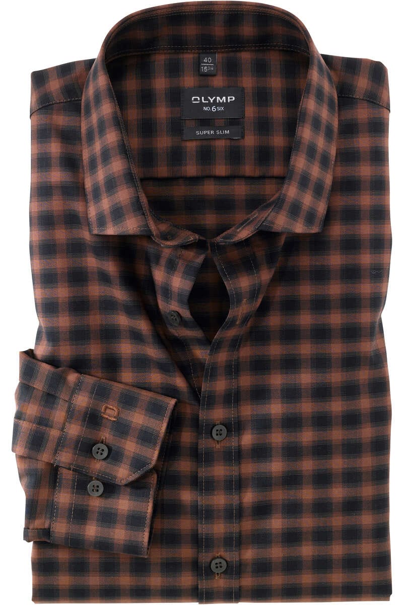 OLYMP No. Six Super Slim Hemd braun/schwarz, Kariert