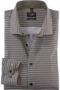 OLYMP No. Six Super Slim Hemd oliv, Bedruckt