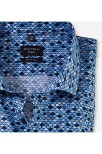 OLYMP No. Six Super Slim Hemd rauchblau, Bedruckt
