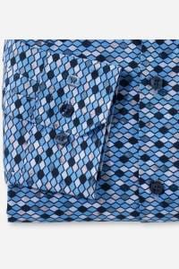 OLYMP No. Six Super Slim Hemd rauchblau, Bedruckt