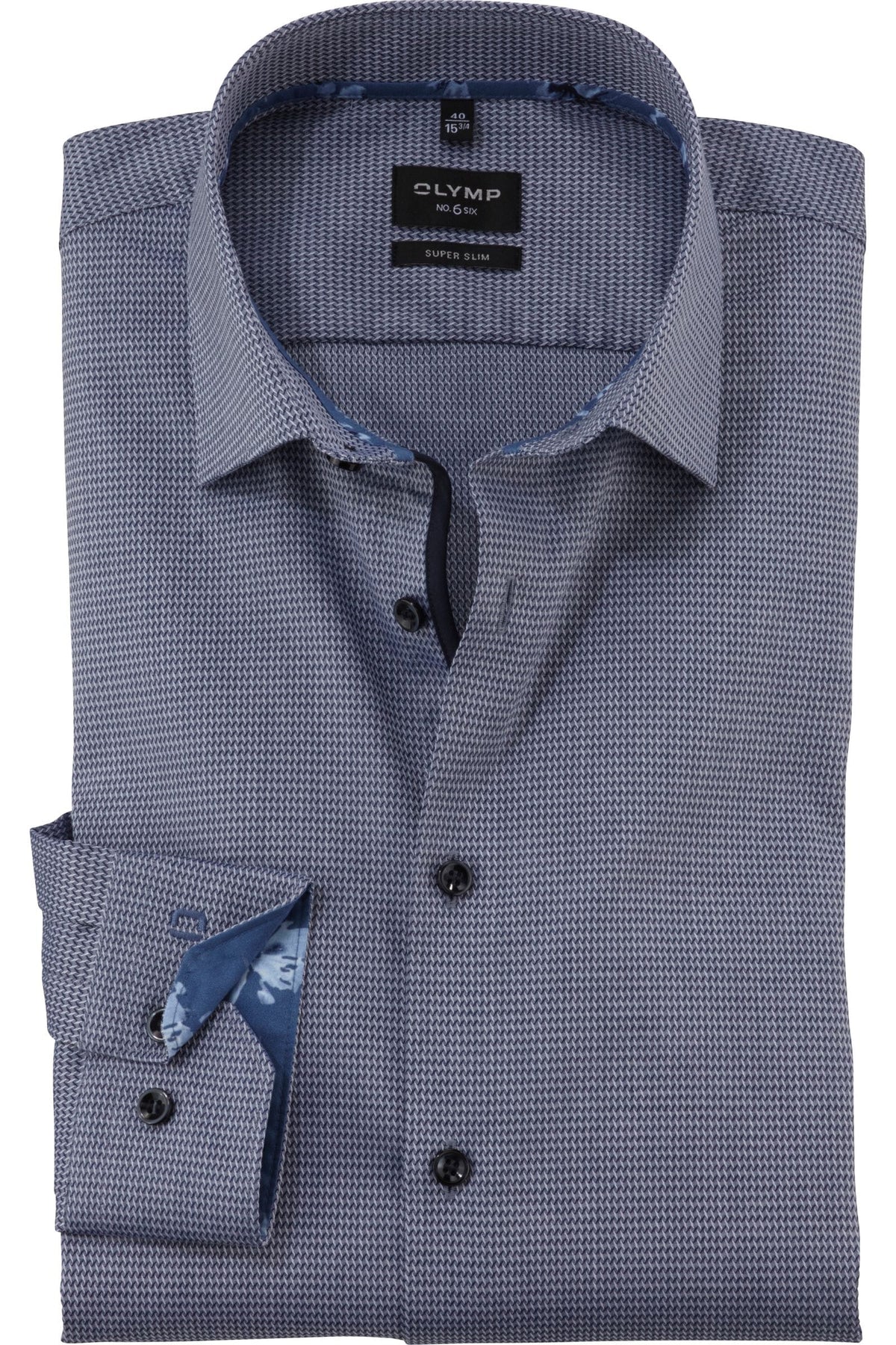 OLYMP No. Six Super Slim Hemd Nürnberger Blau, Faux-uni