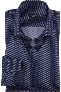 OLYMP No. Six Super Slim Hemd marine, Bedruckt