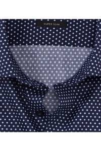 OLYMP No. Six Super Slim Hemd marine, Gemustert