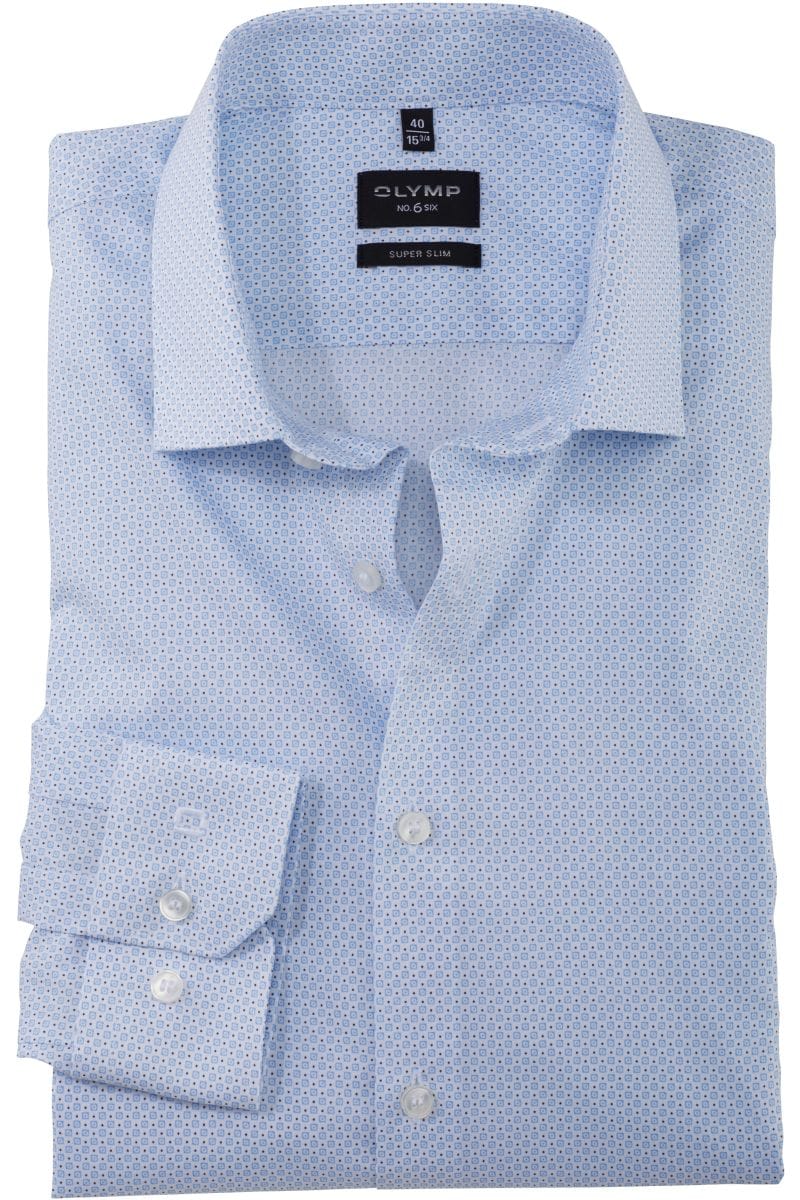 OLYMP No. Six Super Slim Hemd bleu, Bedruckt