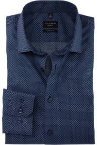OLYMP No. Six Super Slim Hemd marine, Bedruckt