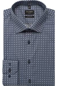 OLYMP No. Six Super Slim Hemd rauchblau, Bedruckt