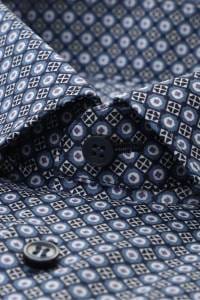 OLYMP No. Six Super Slim Hemd rauchblau, Bedruckt