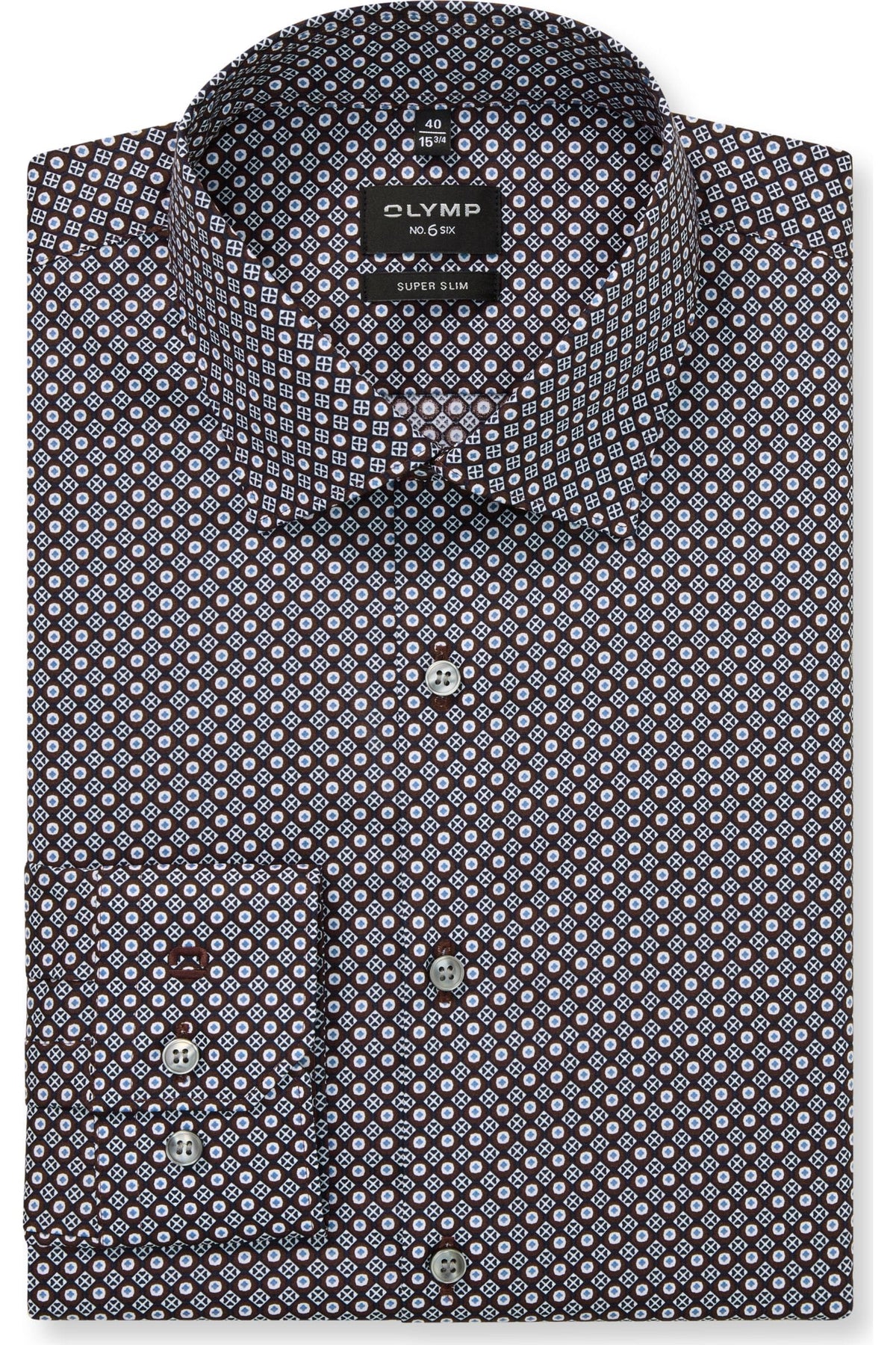 OLYMP No. Six Super Slim Hemd bordeaux, Bedruckt
