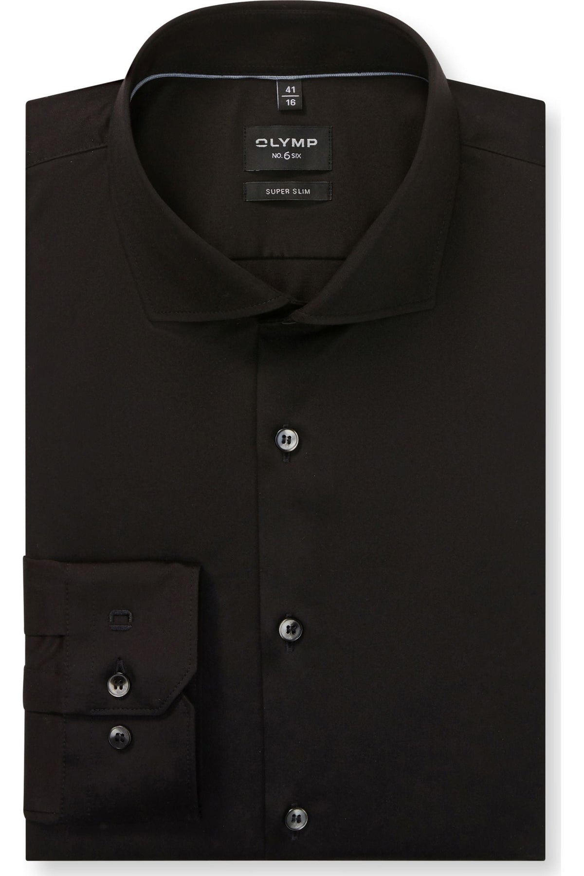 OLYMP No. Six Super Slim Hemd schwarz, Einfarbig