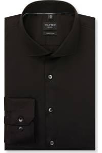 OLYMP No. Six Super Slim Hemd schwarz, Einfarbig