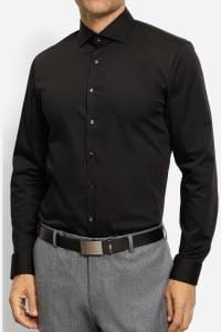 OLYMP No. Six Super Slim Hemd schwarz, Einfarbig