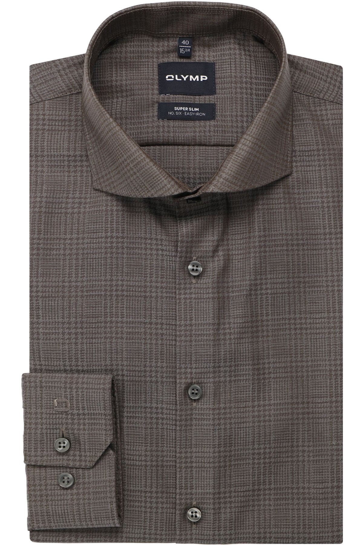 OLYMP No. Six Super Slim Hemd braun, Jacquardmuster