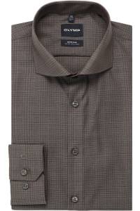 OLYMP No. Six Super Slim Hemd braun, Jacquardmuster
