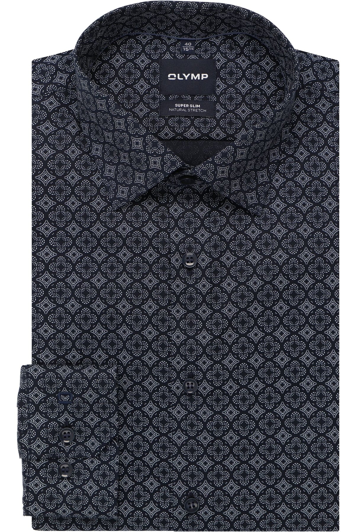 OLYMP No. Six Super Slim Hemd marine, Bedruckt