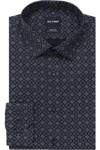 OLYMP No. Six Super Slim Hemd marine, Bedruckt