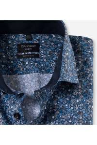 OLYMP No. Six Super Slim Hemd blau/braun, Gemustert