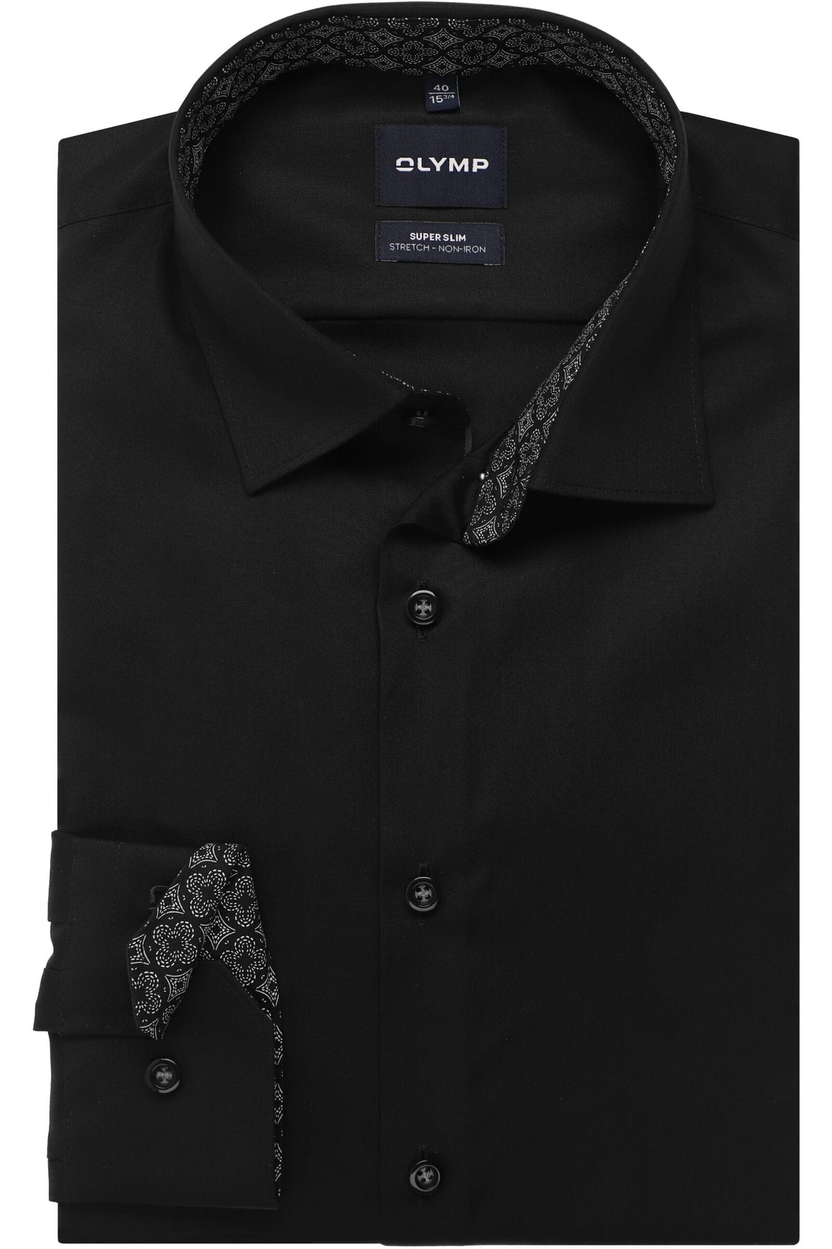 OLYMP No. Six Super Slim Hemd schwarz, Einfarbig