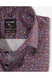 OLYMP No. Six Super Slim Hemd granat, Gemustert